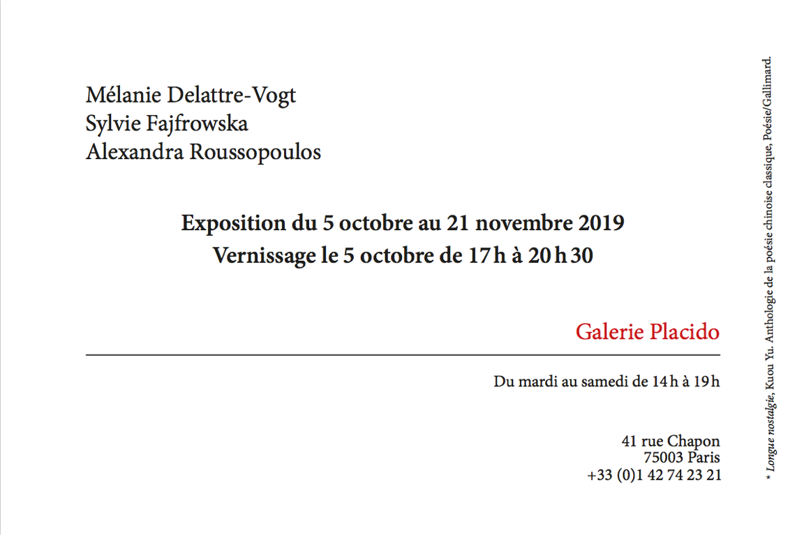 Galerie Placido, 41 rue Chapon, 75003 Paris